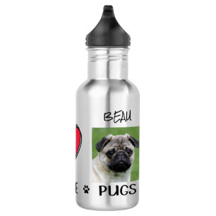 Peace Liebe Möpsen Hunde lieben Edelstahlflasche
