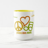 Peace Liebe Music - benutzerdefinierte Tasse (Zentrum)