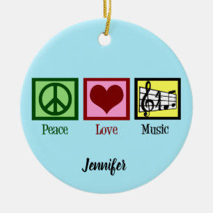 Peace Liebe Music Custom Christmas Keramik Ornament