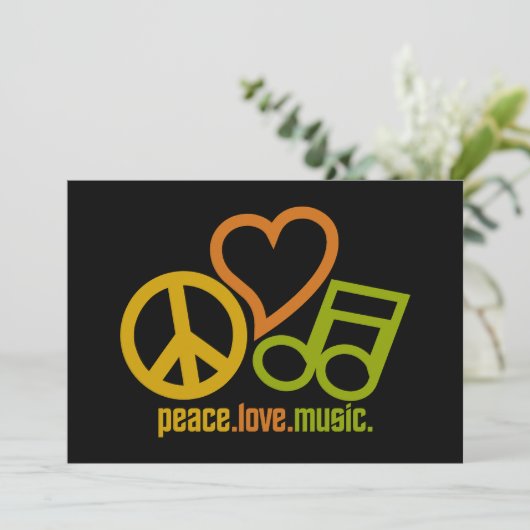 Peace Liebe Music Einladung, individuell anpassbar Einladung (Stehend Vorderseite)
