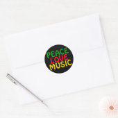 Peace Liebe Music Green Red Gold Runder Aufkleber (Umschlag)