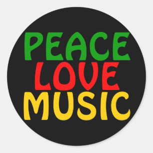 Peace Liebe Music Green Red Gold Runder Aufkleber