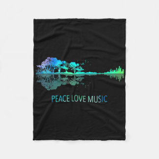 Peace Liebe Music Guitar Lake Shadow Hippie Musici Fleecedecke