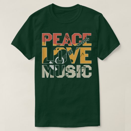 Peace Liebe Music Guitar Player T-Shirt (Design vorne)