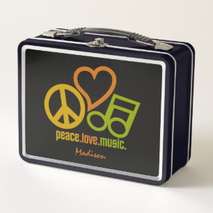 Peace Liebe Music individuelle Name Metall Brotdose