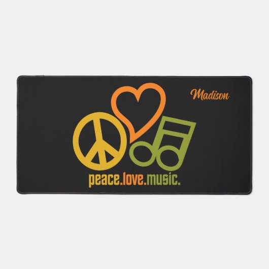 Peace Liebe Music individuelle Name Schreibtischunterlage (Vorderseite)