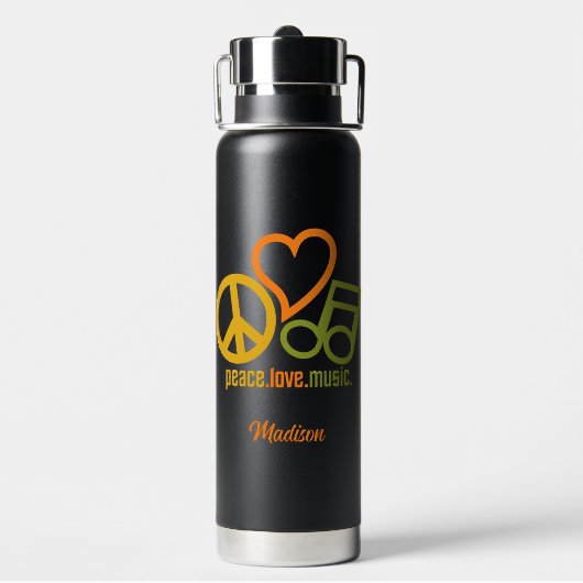 Peace Liebe Music individuelle Name Trinkflasche (Hinten)