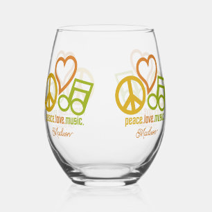 Peace Liebe Music individuelle Name Weinglas Ohne Stiel
