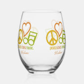 Peace Liebe Music individuelle Name Weinglas Ohne Stiel (Links)