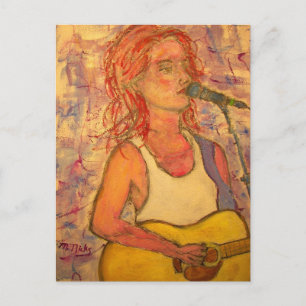 Peace Liebe Music music music music girl Postcard Postkarte