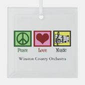 Peace Liebe Music Personalisiert Weihnachten Ornament Aus Glas (Vorderseite)