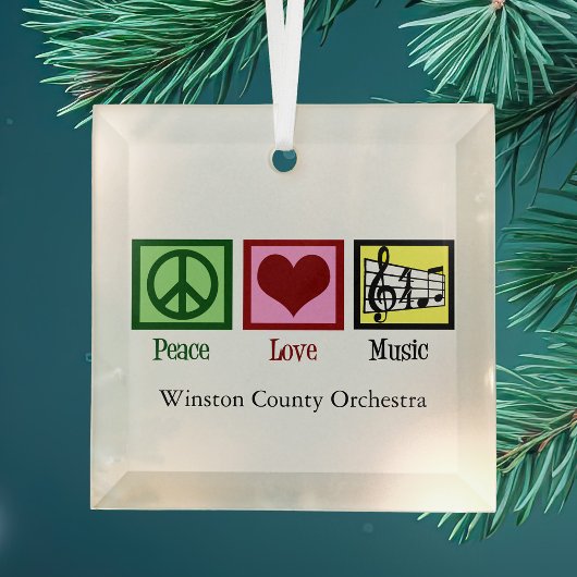 Peace Liebe Music Personalisiert Weihnachten Ornament Aus Glas