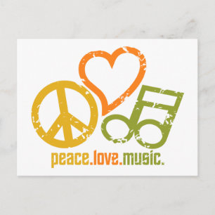 Peace Liebe Music Postcard, anpassbar Postkarte