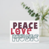 Peace Liebe Music Postkarte (Stehend Vorderseite)