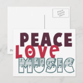 Peace Liebe Music Postkarte (Vorne/Hinten)