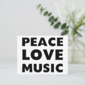 Peace Liebe Music Postkarte (Stehend Vorderseite)