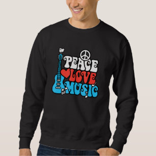Peace Liebe Music Retro Rock Roll Guitar Peace Sym Sweatshirt
