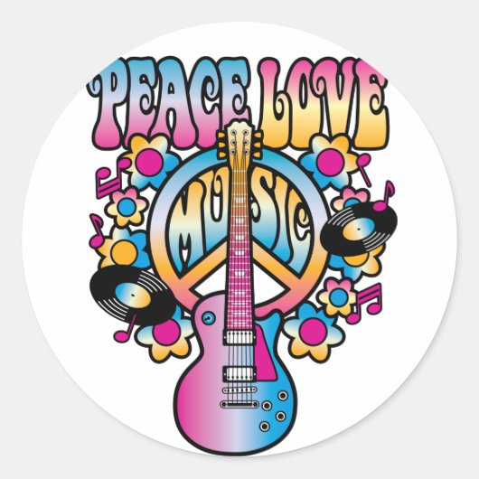 Peace Liebe Music Runder Aufkleber (Vorderseite)