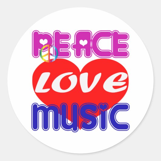 Peace Liebe Music Runder Aufkleber (Vorderseite)