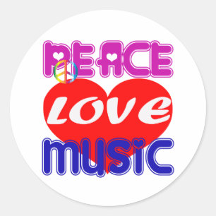 Peace Liebe Music Runder Aufkleber