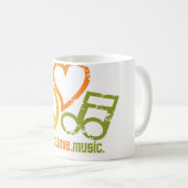Peace Liebe Music Tasse - wählen Sie Stil & Farbe (VorderseiteRechts)