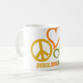 Peace Liebe Music Tasse - wählen Sie Stil & Farbe (Vorderseite Links)