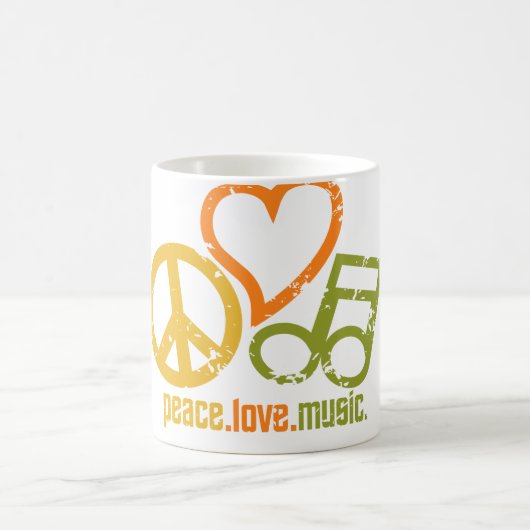 Peace Liebe Music Tasse - wählen Sie Stil & Farbe (Mittel)