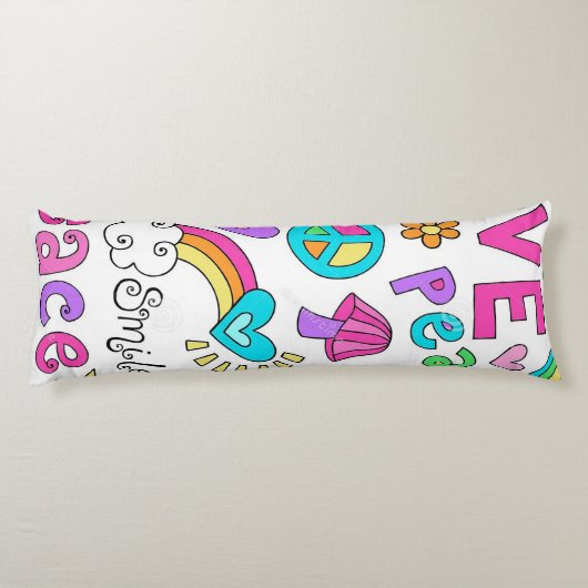 Peace Liebe Music Teen's Body Pillow Seitenschläferkissen (Rückseite)