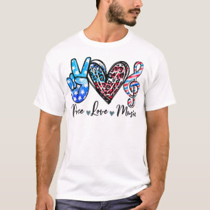 Peace Liebe Music US Flag 4. Juli Musiklehrer T-Shirt