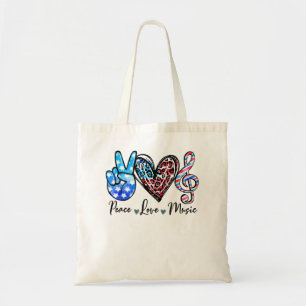 Peace Liebe Music US Flag 4. Juli Musiklehrer Tragetasche