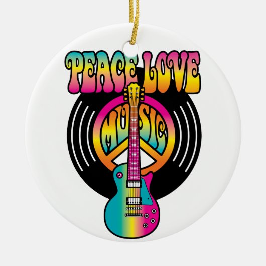 Peace-Liebe-Music-Vinyl Keramikornament (Vorne)