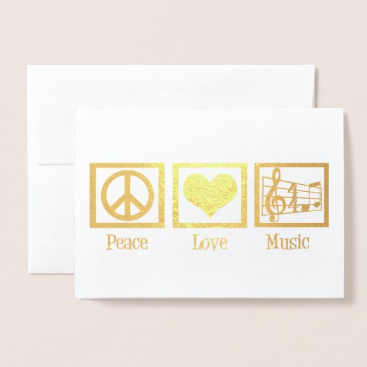 Peace Liebe Music - Wunderschöner Musiker Gold Folienkarte (Vorderseite mit Umschlag)