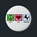 Peace Liebe Mustangs Button<br><div class="desc">Egal ob Sie Liebe Pferde oder Sportmannschaften genannt Mustangs,  wir alle sind uns einig,  dass dies ein großes Pferd ist! Ein Friedenszeichen,  ein Herz und ein niedlicher Schnurrbart.</div>