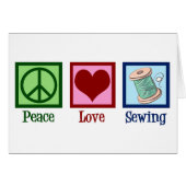 Peace Liebe Nähen Niedlich Seamstress Card (Vorderseite (Horizontal))