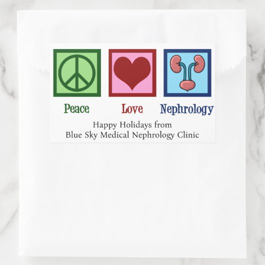Peace Liebe Nephrologie Weihnachtsnephrologe Rechteckiger Aufkleber (Tasche)