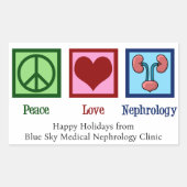 Peace Liebe Nephrologie Weihnachtsnephrologe Rechteckiger Aufkleber (Vorderseite)