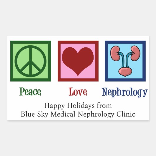 Peace Liebe Nephrologie Weihnachtsnephrologe Rechteckiger Aufkleber (Vorderseite)