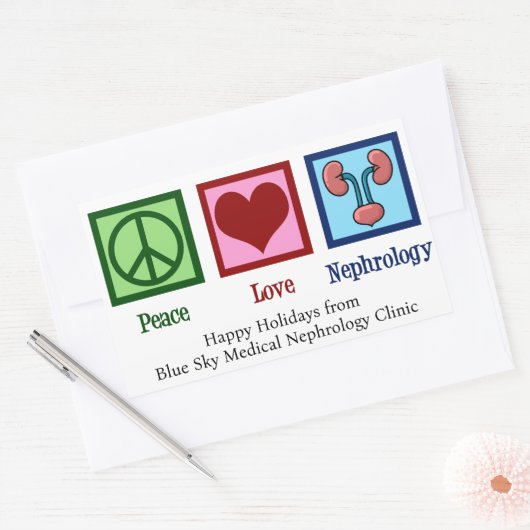 Peace Liebe Nephrologie Weihnachtsnephrologe Rechteckiger Aufkleber (Umschlag)