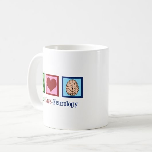 Peace Liebe Neurologie - Neurologe Kaffeetasse (Vorderseite Links)