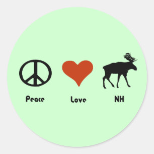 Peace Liebe New Hampshire Runder Aufkleber