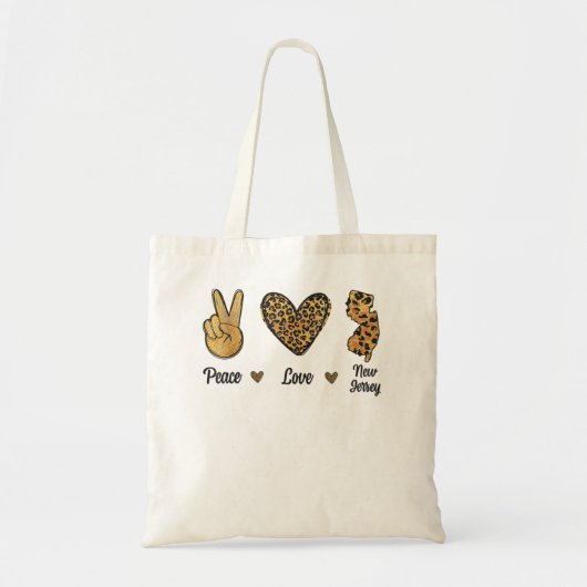 Peace Liebe New Jersey Leopard Flag Map Souvenirs Tragetasche (Vorne)