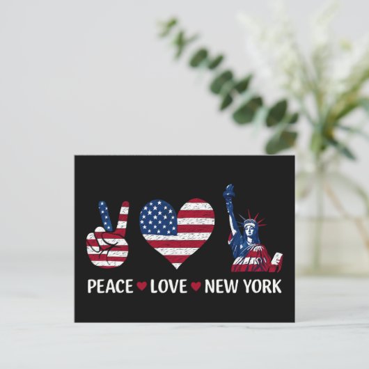Peace Liebe New York Postkarte (Stehend Vorderseite)