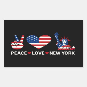 Peace Liebe New York Rechteckiger Aufkleber