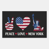 Peace Liebe New York Rechteckiger Aufkleber (Vorderseite)