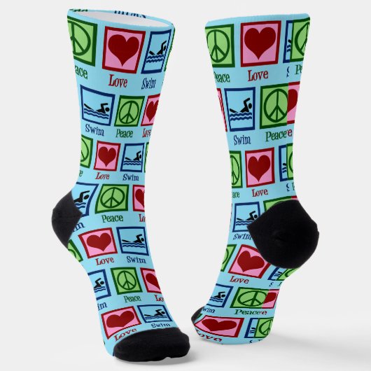 Peace Liebe Niedliches Schwimmteam Blau Socken (Gewinkelt)