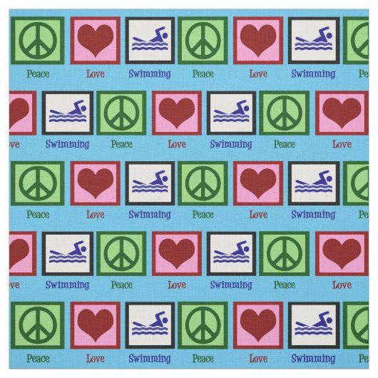 Peace Liebe Niedliches Schwimmteam Blau Stoff (Muster)