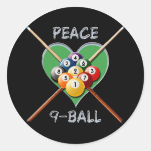 PEACE LIEBE NINE BALL RUNDER AUFKLEBER