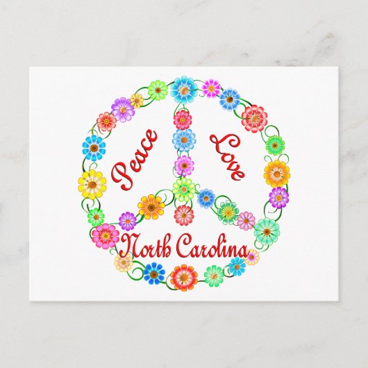 Peace Liebe North Carolina Postkarte (Vorderseite)