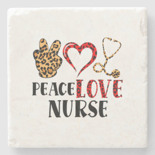 Peace Liebe Nurse - Niedliche Krankenversicherung Steinuntersetzer