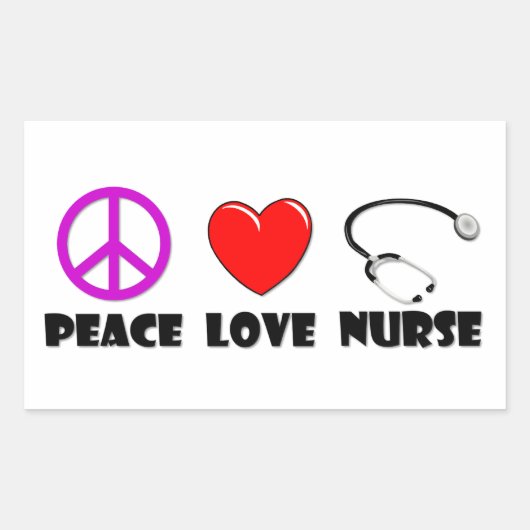 Peace Liebe Nurse Rechteckiger Aufkleber (Vorderseite)